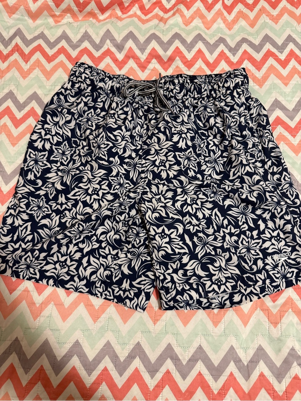 Mens Speedo Navy and White Floral Swim Shorts
